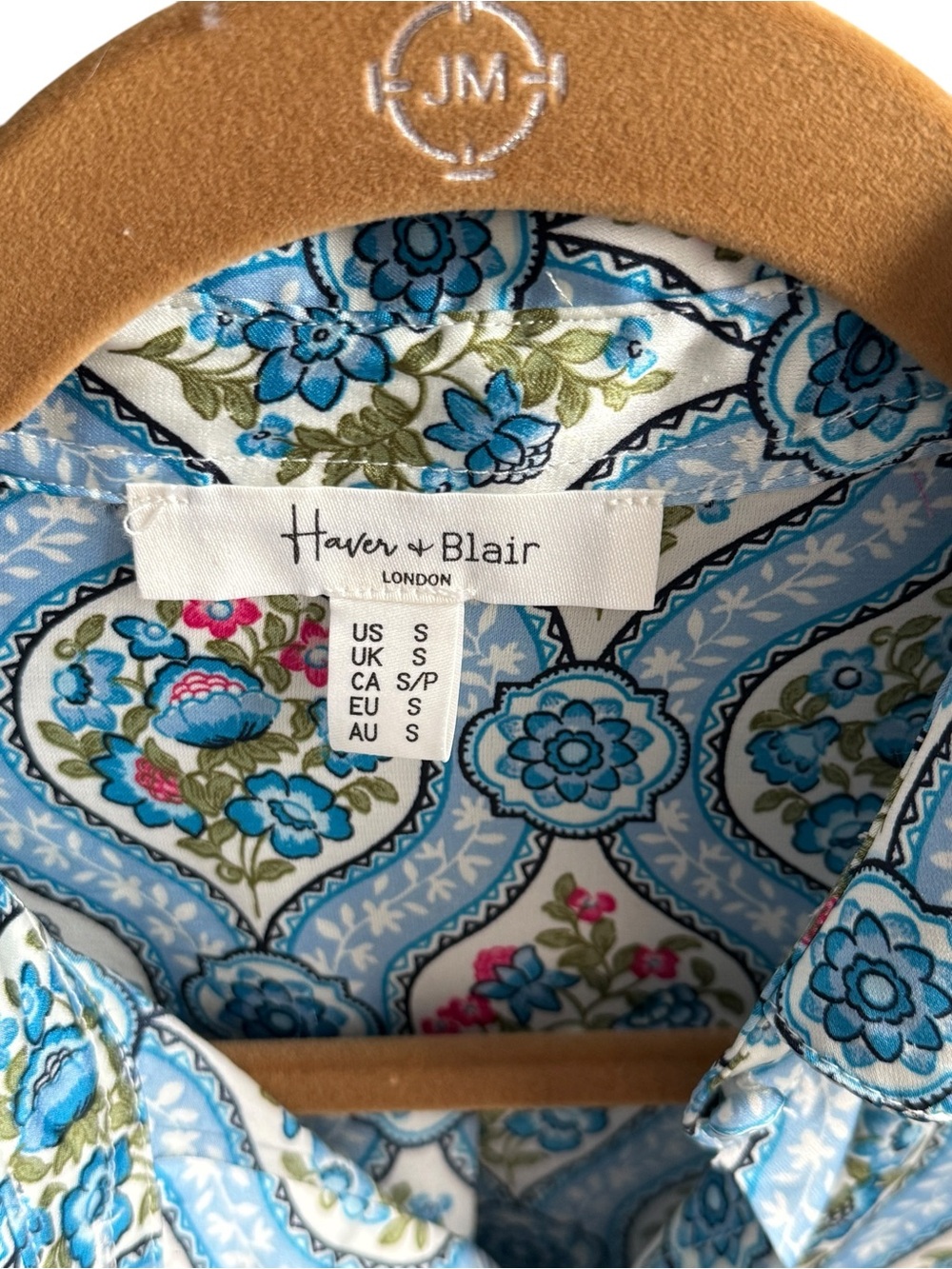 Haver& Blair London blouse covered buttons beautiful vibrant colors size s - Picture 4 of 10